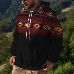 Men's Hoodies Men Long Sleeve Hooded Sweatshirt Thick Fleece Custom Graphic Printed Shirt Sweat Vintage Drawstring Stitching Tunic