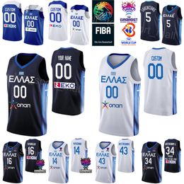 Printed 2023 World Cup Greece Basketball Jersey Giannis Antetokounmpo 34 0 THOMAS WALKUP 14 GEORGIOS PAPAGIANNIS 16 KOSTAS PAPANIKOLAOU 21 IOANNIS PAPAPETROU