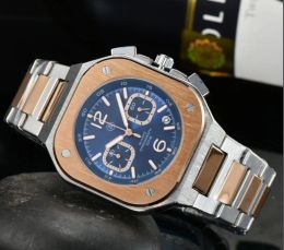 New brand Bell Ross Watches Global Limited Edition Stainless Steel Business Chronograph Luxury Date Fashion Casual Quartz Mens039