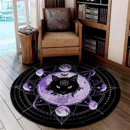 Gothic Satan Picnic yoga prayer carpet round carpet rugs for bedroom carpet Pet pad black carpet home decor divination carpet HKD230901