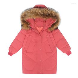Down Coat Winter Kids Girls Boys Children Clothing Long 90% Duck Dwon Jacket Tunic Clothes Faux Fur Snowsuit Outerwear Overcoat