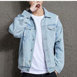 Men's Jackets Ripped Denim Jacket Tight Retro Distressed Water Wash Classic Pocket Design Coat Spring Autumn 230831