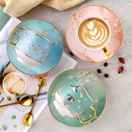 Mugs Chinese Style Cups And Saucers Set Countryside Ceramic Coffee Cup Porcelain Tea Cup Afternoon Tea Home Decor Accessories 230831