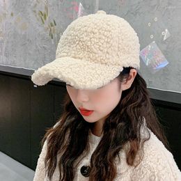 Ball Caps Solid Plush Baseball Cap Autumn Winter Lambs Wool Peaked Hat For Men Women Korean Unisex Casual Thick Warm Sport