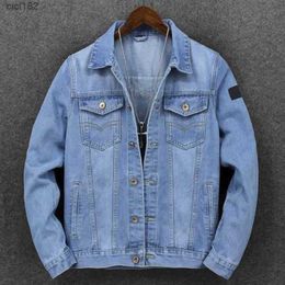 Denim Spring Autumn Casual Light Blue Men 2023 New Commuter Large Size Top Fashion Luxury Coat Middle-aged Stone Jacket 37AKJ