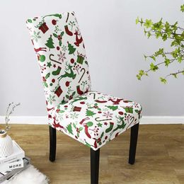 Chair Covers Christmas Dining Room Cover Decoration Elastic Printing For Kitchen Chairs Stretch Spandex