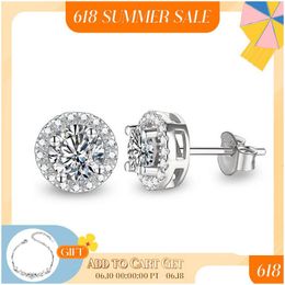 Clip-On Screw Back Round Cut 3.0Ct Diamond Test Passed Rhodium Plated 925 Sier D Colour Earrings Jewellery Girlfriend Gift 230609 Drop De Dhiep