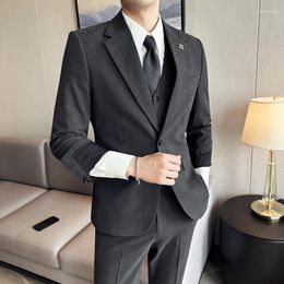 Men's Suits S-7XL (Blazer Vest Trousers) Elegant Fashion Business Variety Of Gentlemen Casual Formal Suit Three-piece