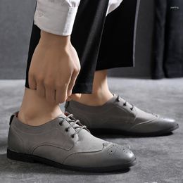 Dress Shoes Retro Men's Business Formal High Quality Genuine Leather Casual Men Brogue British Elegant For