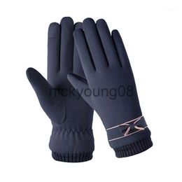 Five Fingers Gloves Five Fingers Gloves 2021 Fashion PU Leather Women Touch Screen Skin-friendly Soft Winter Windproof Internal Plush Warm Mittens x0902