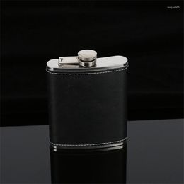 Hip Flasks Arrival Bpa Free 5/6/7/8/9OZ Whisky Bottle Vodka Flagon 304 Stainless Steel Alcohol Flask With Black Pu Leather Warpped