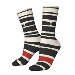 Men's Socks Funny Crazy Sock For Men Abstract Black Red Stripe Hip Hop Vintage Striped Happy Pattern Printed Boys Crew Casual Gift