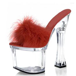 Slippers Women's Shoes Bulb 18cm High Heel Thick Platform Princess Sexy Super Heels Crystal