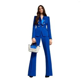 Women's Two Piece Pants 2 Pieces Women Royal Blue Suits Mother Of The Bride Prom Evening Formal Wear Tuxedos Blazer For Wedding Office Lady