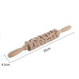 Christmas Decorations Embossed Rolling Pin For Home Kitchen Reindeer Snowflake Embossing Cookie Cake Dough Roller New Year Drop Delive Dhim5