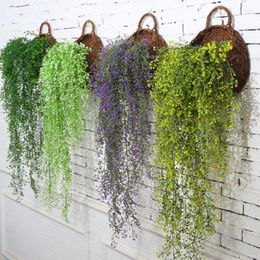 Decorative Flowers 2pc Artificial Hanging Vine Flower Plant Wall Willow Rattan String For Home Garden Decor Wedding Decoration