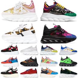 Chain Reaction Casual Designer Shoes Fashion Mens Women Pink Black Multi-Color Suede White Fluo Barocco Gold Leopard Platform Loafers Sneakers Trainers Size 36-45
