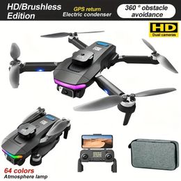 GPS Drone 5G Brushless Drone With 64 Colour Gradient Ambient Light 360 ° Obstacle Avoidance FPV RC Comes With Lithium Battery And LCD Screen Adult Aerial Photography