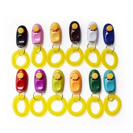 Dog Training Button Clicker Pet Sound Trainer with Wrist Band Aid Guide Pets Click Tool Dogs Supplies 17 Colours