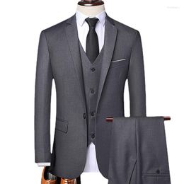 Men's Suits (Jacket Vest Pant) Luxury Classic Men Slim Wedding Groom Wear Male Business Casual 3 Piece Suit Trousers Gentlemen Costume