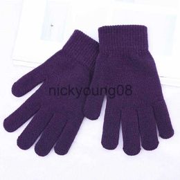 Five Fingers Gloves Five Fingers Gloves Classic Old Knitted Solid Color Winter Men And Women Simple Warm Hair Can Be Generated x0902