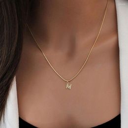 Pendant Necklaces Classic Letter Women Necklace Fashion Pave Zircon A-Z Initials Stainless Steel Herringbone For Jewelry Gift