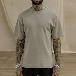 Men's T Shirts Hip Hop Men Shirt Oversize Loose Short Sleeve O Neck T-shirts Summer Fashion Solid Colour Classic Tee Pullover Mens Top