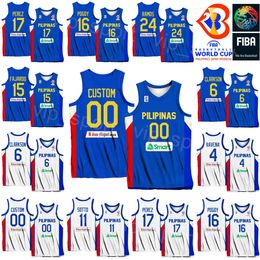 Print World Cup Basketball Philippines Jerseys 6 CLARKSON 24 Dwight RAMOS 15 June Mar FAJARDO 34 ARIEL JOHN EDU 16 ROGER POGOY 13 JAMIE JAMES MALONZO National Team