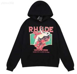 Designer Brand Rhude Hoodies Mens Printed Pullover Crewneck Long Sleeve Hoodie High Street Hip Hap Treetwear Rhude Hoody Oversize Tops for Men and Womens67TD