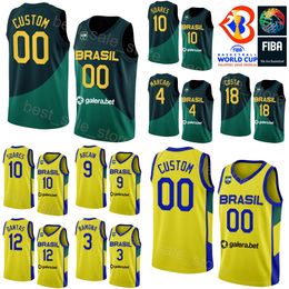 Printed Basketball Brazils 2023 World Cup 9 Marcelinho HUERTAS Jersey 8 Vitor BENITE 6 CRISTIANO FELICIO 19 Leandro Barbosa 11 Anderson Varejao 11 GUI SANTOS