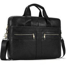 Briefcases sbirds Black Men Briefcase Case Doctor Layer Business Office Man Laptop Bags Genuine Leather Computer Male Bag 230901