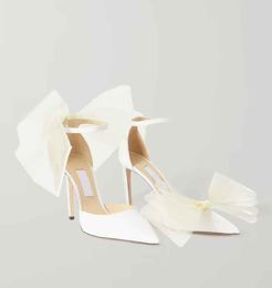 Wedding shoes for women bow sandal Averly 100mm bow-detailed faille pumps sexy high heel pumps luxury designer with box 35-43