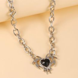 Pendant Necklaces Zircon Love Alloy Material Heart Thick Chain Party Jewelry Gift For Women