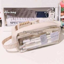 Pencil Bags Transparent Pencil Case Large Capacity Pen Pouch Cosmetics Bag Multi-Purpose Travel School Teen Stationary Office Organiser Box HKD230902