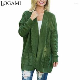 Women's Knits LOGAMI Cardigan Women Long Sleeve Autumn Winter Casual Sweater And Cardigans Female Jersey Mujer