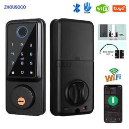 Door Locks Tuya APP WIFI Automatic Electronic Lock Ttlock Fingerprint Deadbolt Smart Door Lock Password IC Card Key Digital Lock for Home HKD230902