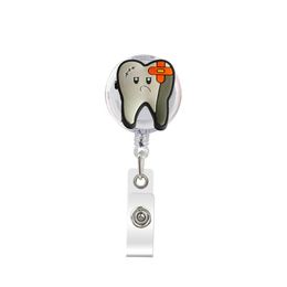Business Card Files Cartoon Cute Retractable Badge Holder Reel Nurse Id Dental Care Key Chain Alligator Clip With 362° Rotation. Drop Ot4Pz