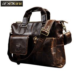 Briefcases Men Genuine Leather Office Maletas Business Briefcase 156" Laptop Case Attache Portfolio Bag Maletin Messenger B260 230901