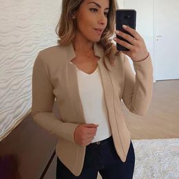 Ternos femininos outono inverno blazer feminino casaco cardigan cor sólida suporte pescoço outfits outerwear moda elegante manga longa mulher terno