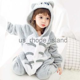 Pajamas New Children Cute Totoro Jumpsuits Girls Boys Warm Pajamas Kigurumi Animal Onesies Cartoon Stitch Panda Onesies Cosplay Costume x0901