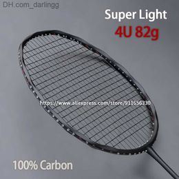 Badminton Rackets Full Carbon Fibre Badminton Rackets Strung Ultralight 4U Attacking Racquet With Bags Max Tension 30LBS Speed Sports For Adult Q230901