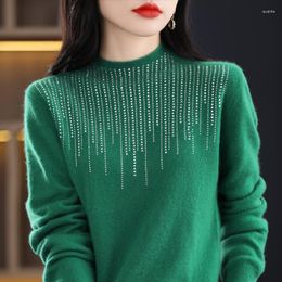 Women's Sweaters Cashmere Pullover Autumn/Winter Pure Wool Sweater Overside Casual Knitwear Pull Half High Collar Ladies Tops Loose Blouse