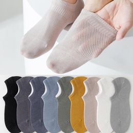 Men's Socks Mesh Cotton High Quality Summer No Show Thin Invisible Silicone Non-Slip Breathable Shallow Mouth Boat Casual Sock