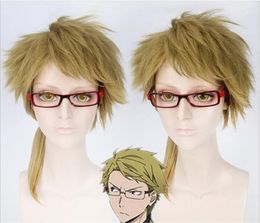 Party Supplies Anime Bungo Stray Dogs Doppo Kunikida Cosplay Wigs Light Gold Long Horsetail Fluffy Curly Hair Wig C079