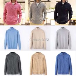 Designer Men Polo Sweater S Fleece Shirts Thick Half Zipper Small Horse High Neck Warm Pullover Slim Knit Sweater S Jumpers Brand