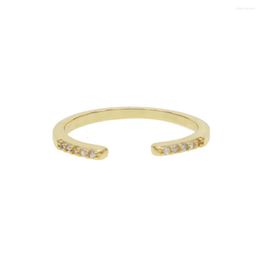 Cluster Rings High Quality Open Sized Women Fashion Micro Stone Prong Setting Classic Dainty Gold Colour Adjust Ring Ladies