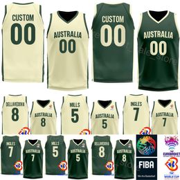Print Australia 2023 World Cup Basketball 3 JOSH GIDDEY Jersey 15 NICK KAY 12 Xavier Cooks 7 Joe Ingles 11 DANTE EXUM 5 Patty Mills 6 Josh Green 2 Matisse Thybulle Shirt