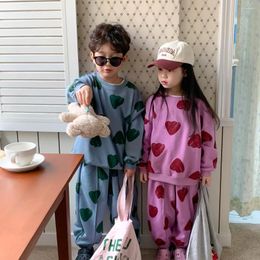 Clothing Sets Children Kids Set 2023 Spring Boys And Girls Korean Style Crewneck Hoodie Pants Two Piece Love Printed