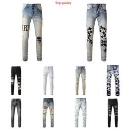 Mens Designer Jeans Paige Mirs Fashion Skinny Straight Slim Non-elastic Ripped Jeans Design Pants Knee Tear Tight Size 28-40 Long Style Summer