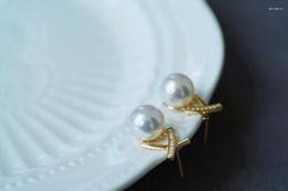 Stud Earrings Solid 18k Gold 9mm Nature Akoya Pearls Gemstones Studs For Women Fine Jewelry Birthday Presents